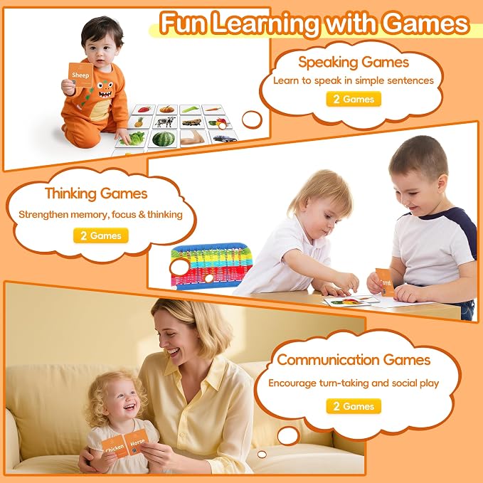 80 Nouns Flash Cards for Toddlers 2-3, Key Vocabulary Flashcards, Sturdy & - Image 3