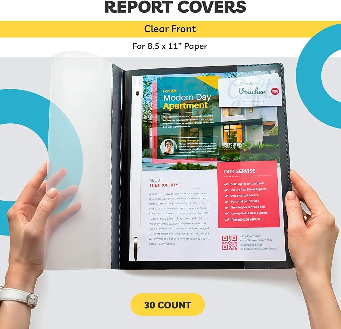Report Covers -, 8.5 x 11" Letter Size, Resumes & Keeping Your Documents Neat - Image 2