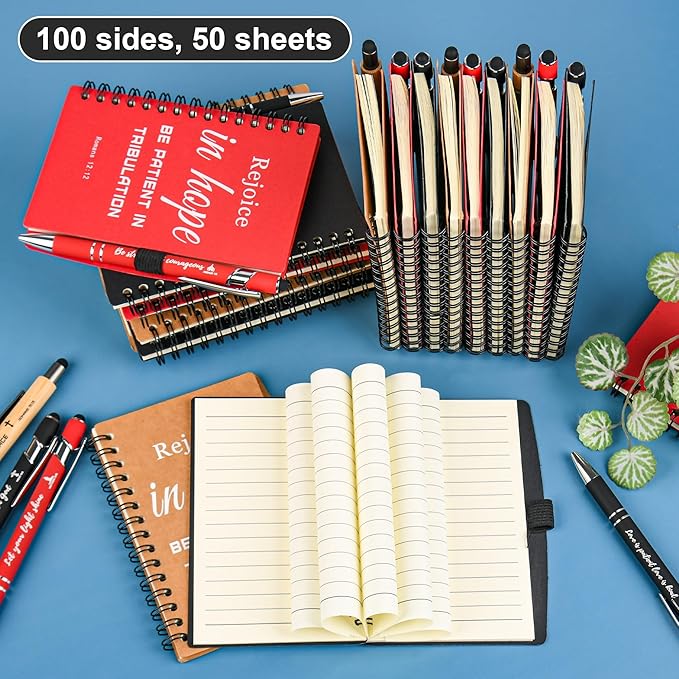 Christian Prayer Journal Spiral Notebooks Bulk with Pens - Small Notepads (4.13”x5.43”) - inspirational Gifts for Women men,Church Members & Bible Study Groups (30 sets multicolor)-DeskLoop Office
