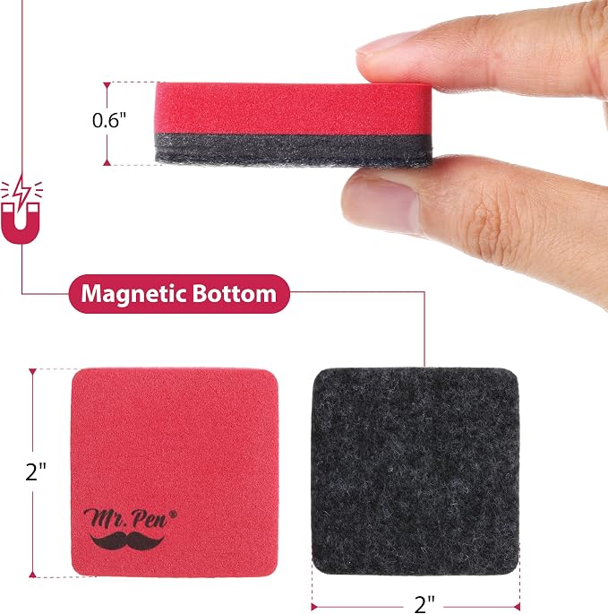 Mr. Pen- Mini Magnetic Dry Erase Erasers, 24 Pack | Colorful Small Magnetic - Image 3