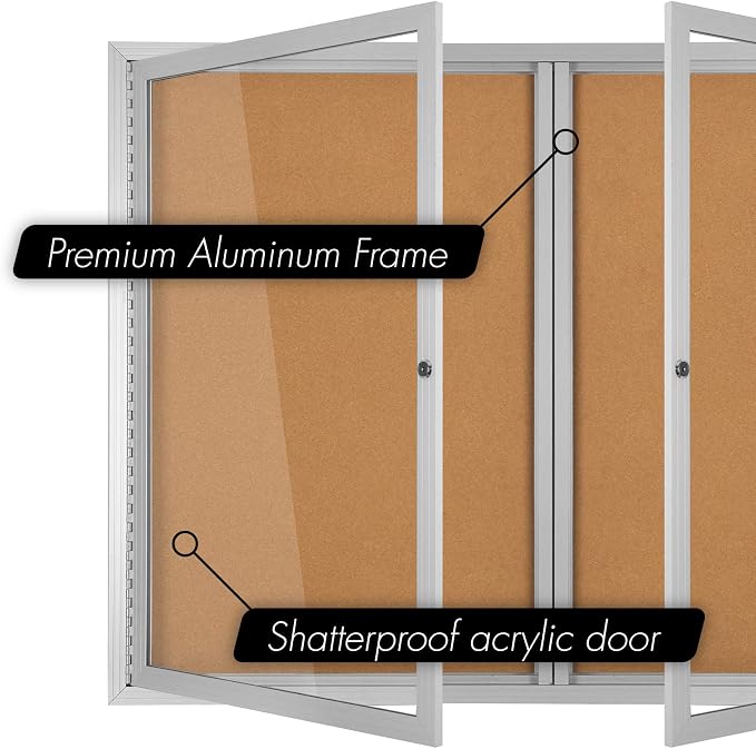 INNOVART Enclosed Bulletin Board 48”x36”, Lockable Cork Noticeboard - Image 3