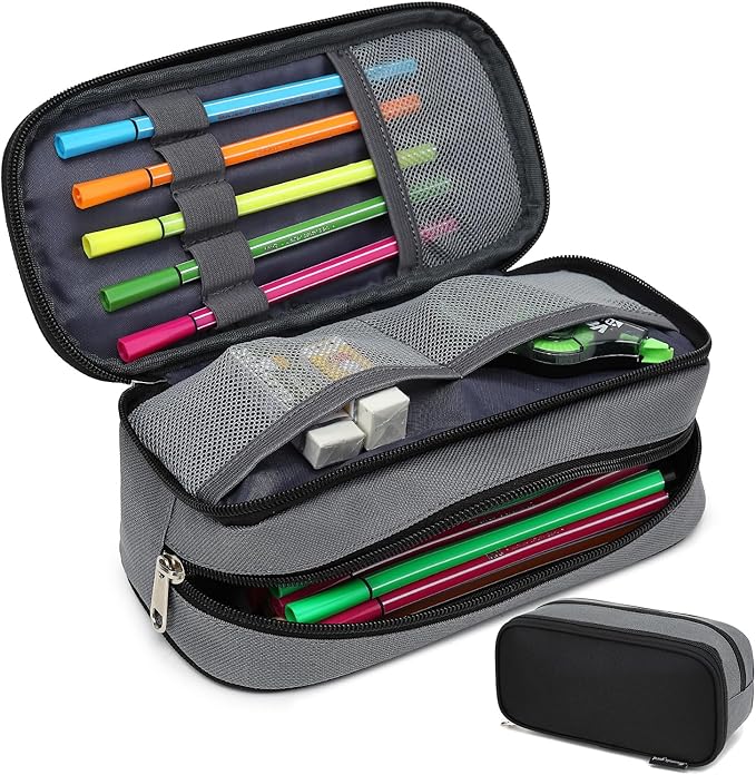 Large Capacity Pencil Case Multi-Slot Pencil Pouch Durable Pencil Box Portable Office Pen Bag with Zipper-DeskLoop Office
