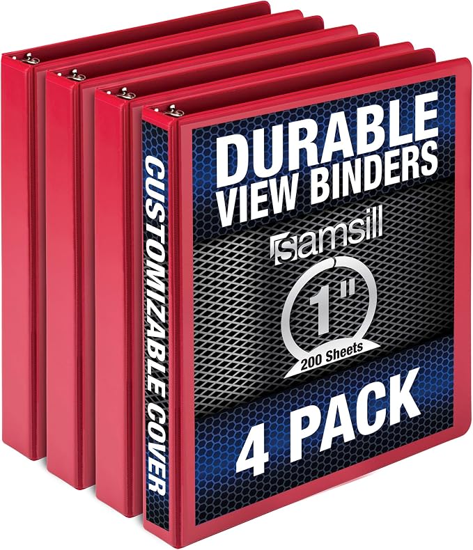Samsill Durable 1 Inch Binder, Made in the USA, Round Ring Customizable Clear by Samsill