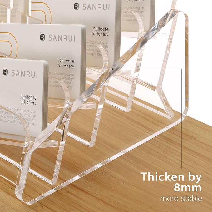 SANRUI Acrylic Business Card Holder for Desk, 4 Tier Clear Tilt Business Name Card Display Holders Stand Storage Organizer Fits720 Business Cards (Horizontal, 12-Slot)-DeskLoop Office