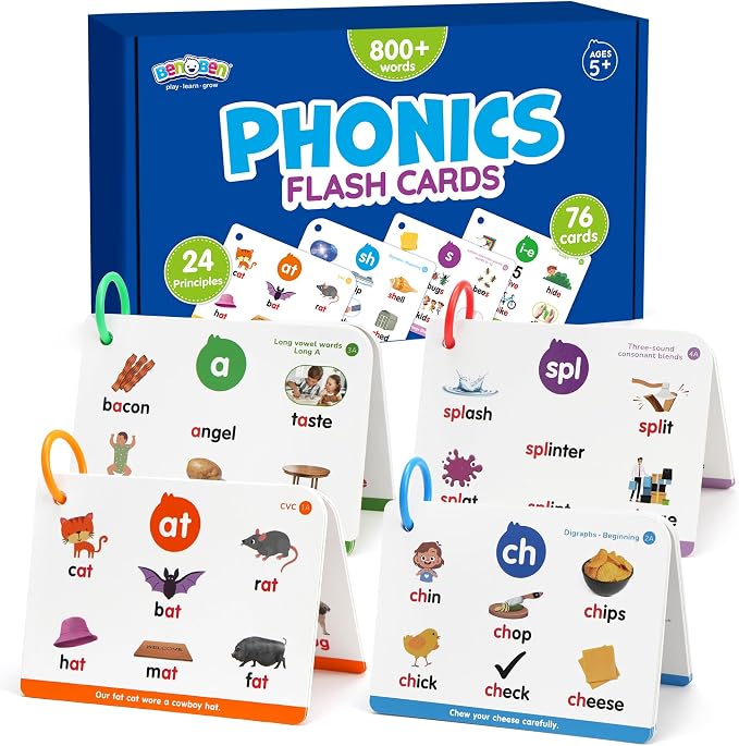 Phonics Flash Cards, 76 Cards 24 Principles, Learn to Read Phonics Games | CVC by WelcometoBenBen
