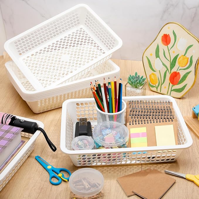 Zhehao 14 x 10 x 3 Inch 16 Pack Paper Organizer Basket Small Plastic Storage - Image 7