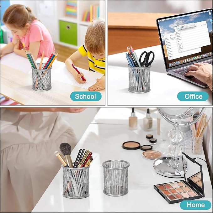 EasyPAG Pencil Holder for Desk, 2 Pack Metal Pen Organizer, Mesh Pencil Cup - Image 7