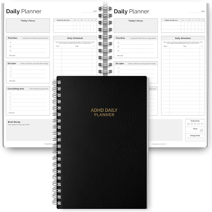 ADHD Daily Planner for Neurodivergent Adults by Templatables