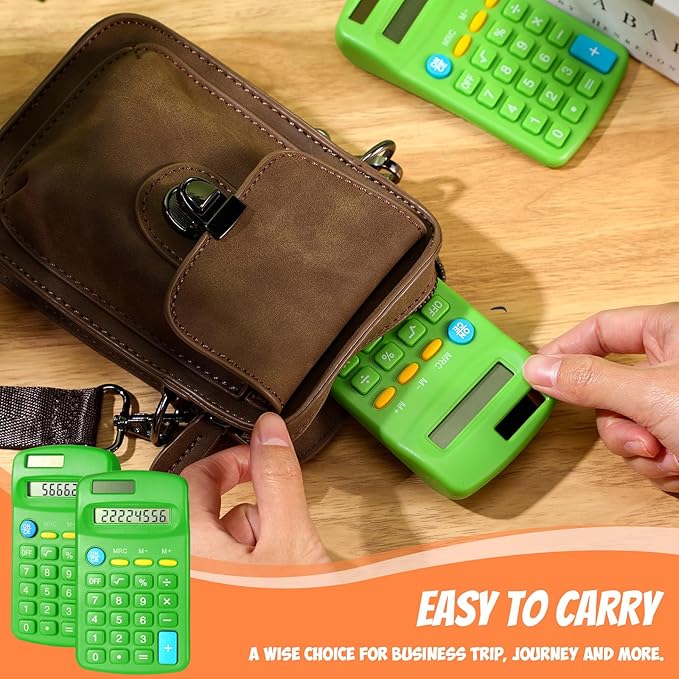 24 Pieces Basic Calculators for Students Small Pocket Size 8 Digit Display Mini Calculators Dual Powered Handheld for School Desktop Home(Green)-DeskLoop Office