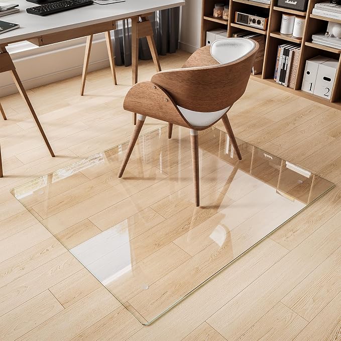 Koonmi Chair Mat for Carpet, Tempered Glass 45"x53" Office Chair Mat, Glass - Image 2