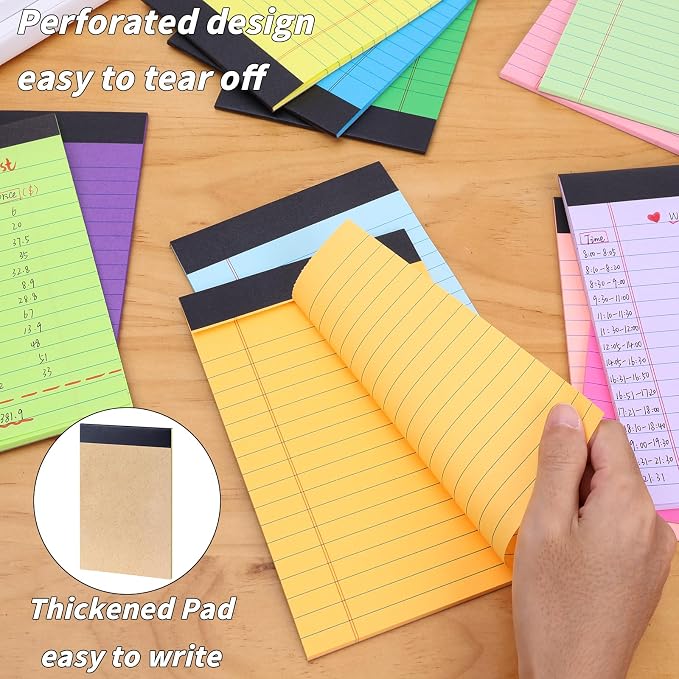 Oleitodh 36 Pack Legal Pads Bulk 12 Colors, Wide Ruled Notepad 5x8, Colored - Image 3