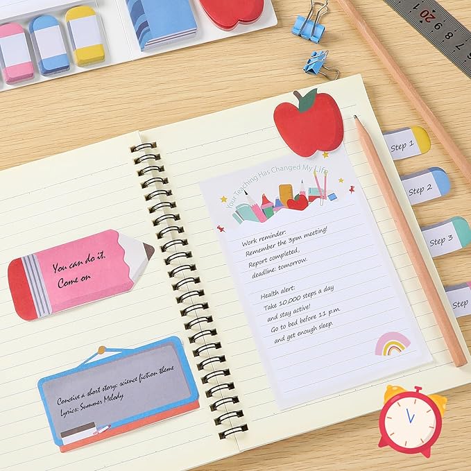 Hommie Sticky Notes Set, Teaching is A Work of Heart Divider Sticky Planner Sticky Note Teacher Appreciation Gift for School Supplies, Bible Supplies, Office Book Notes-DeskLoop Office