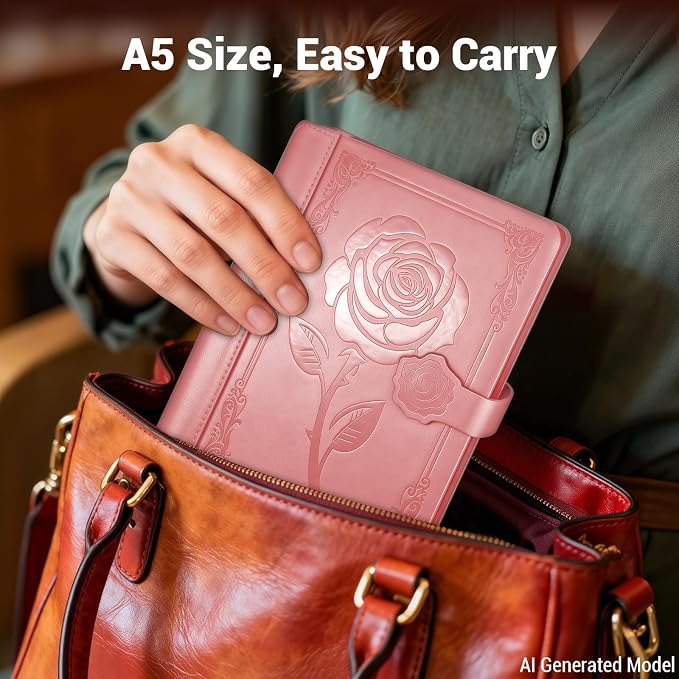 Aocii leather Journal for Women, A5 lined Daily Journal Notebook, Bullet - Image 6