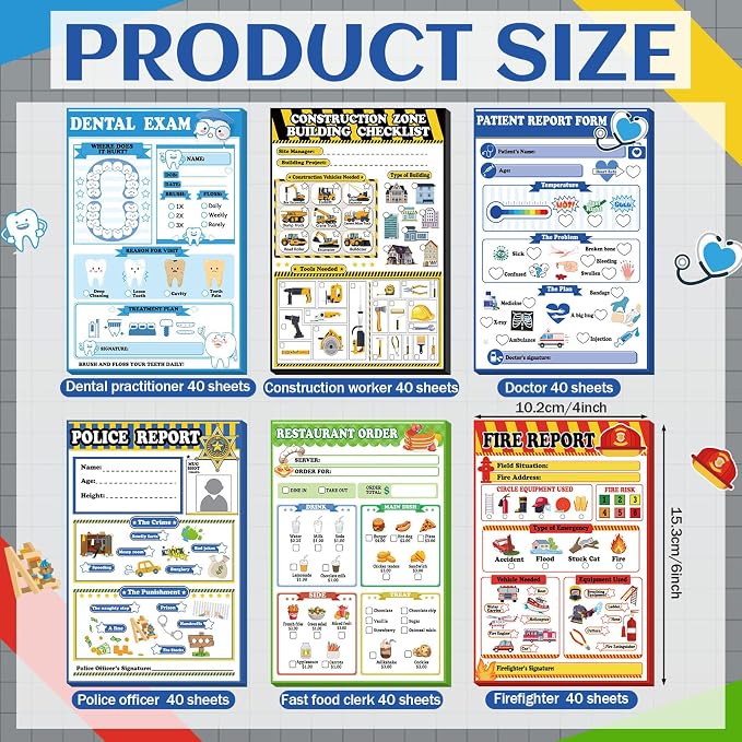 Eaasty Kids Pretend Play Notepads 4 x 6 Inch Pads - Image 3