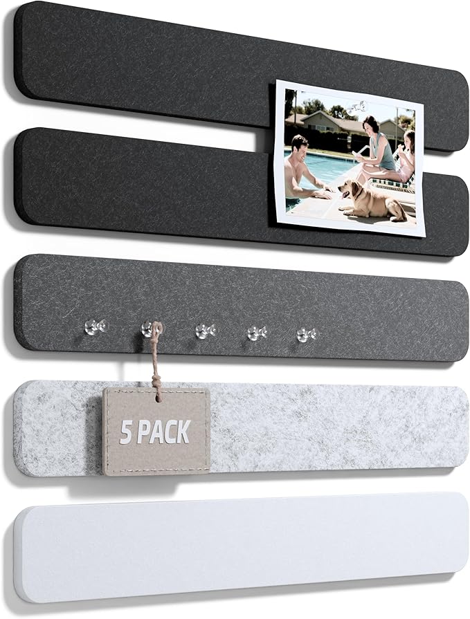 Fluxynara Cork Board Alternative Felt Strip Board 5-Pack 13"x2", Office Pin by FLUXYNARA