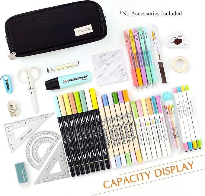 CICIMELON Large Capacity Pencil Case 3 Compartment Pouch Pen Bag - Image 5