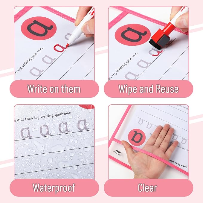 Mr. Pen- Reusable Dry Erase Pocket Sleeves, 6 Pack, Colorful | Clear Plastic - Image 6