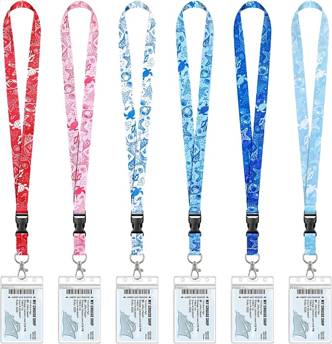 HONSIO 6 Pack Cruise Lanyard for Ship Cards Detachable Starfish Lanyards by HONSIO
