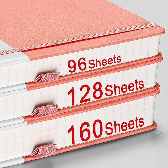AHGXG Graph Paper Notebook - 320 Pages Grid Notebook Thick Journal A5, 100gsm Thick Graph Paper, Leather Hardcover, Inner Pocket,5.75'' × 8.38''- Pink-DeskLoop Office
