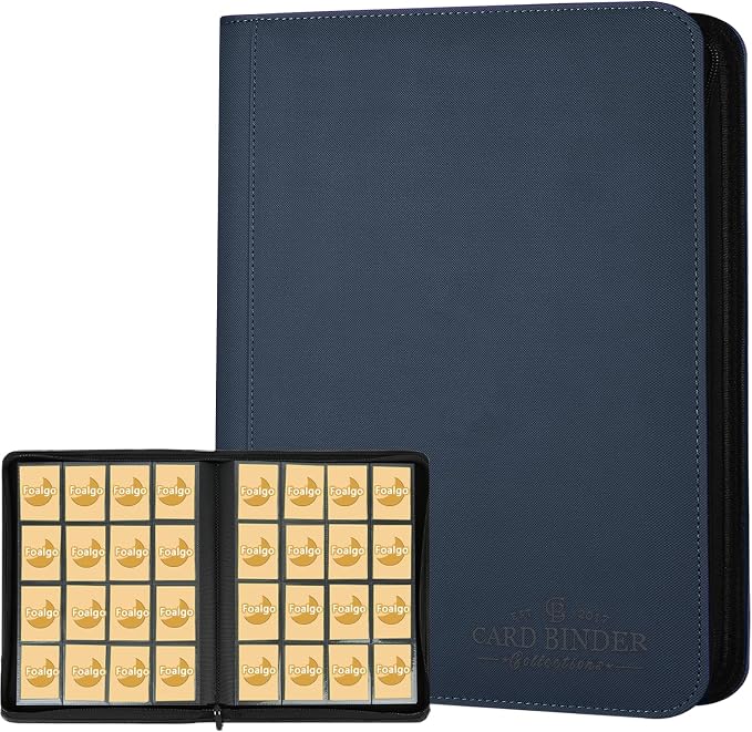 Trading Card Binder 16 Pocket, Foalgo PU Cover Card Binder by Foalgo