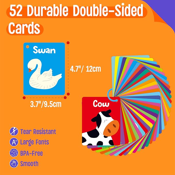 52 PCS Word Flashcards, 52 CVC Words & 52 CVCC, CCVC Words Double-Sided Cards - Image 2