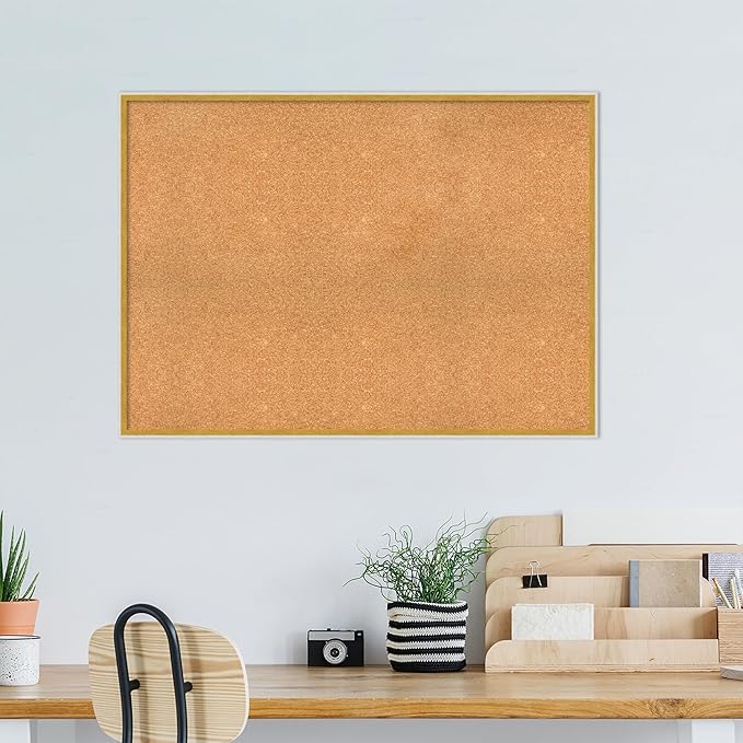 Amanti Art Natural Cork Board for Wall, 31x43 Vision Board with White Frame, Oversize Corkboard Office Decor for Home Organization, Modern Corkboard Pinboard to Display Items for Home Organization in-DeskLoop Office