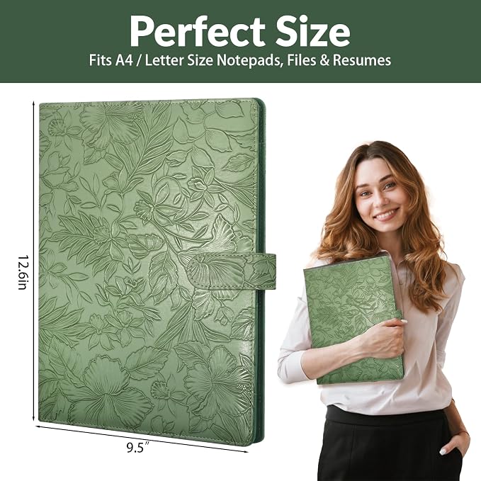 Professional Padfolio Portfolio Binder, Textured Embossing Faux Leather Folder - Image 2