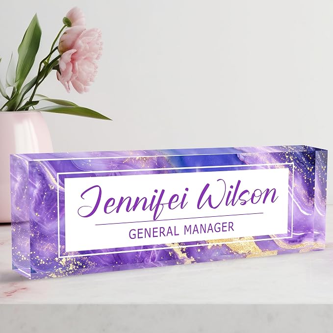 Custom Acrylic Name Plate for Office, Personalized Desk Decor for Women & Men by AeekdookWoodenPuzzles