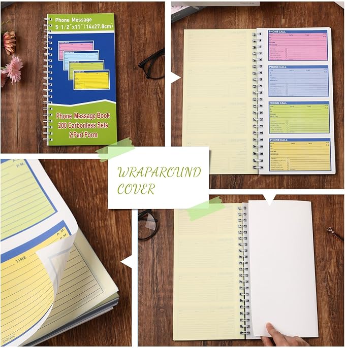 Sinmoe 10 Pcs Spiral Bound Phone Message Book - Image 5