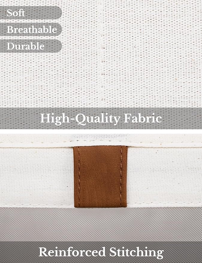 StorageWorks Closet Storage Bins, Storage Baskets with Clear Window and Handles, Foldable Fabric Organizer for Clothes, Shelves, Beige, 3 Pack-DeskLoop Office