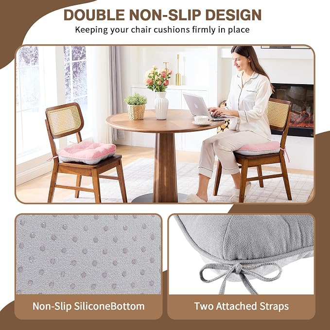 BETU Chair Cushions for Dining Chairs Set of 2, 3.5" Thick Kitchen Table Chair - Image 2