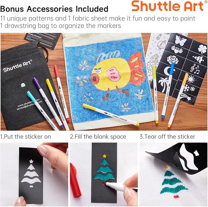 Shuttle Art 28 Colors Fabric Markers, Permanent Markers - Image 6