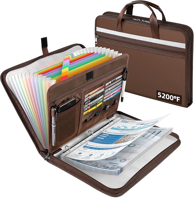 Fireproof Document Bag with Accordion File Organizer | Upgraded 5200°F Aluminum by Uwyriwooq
