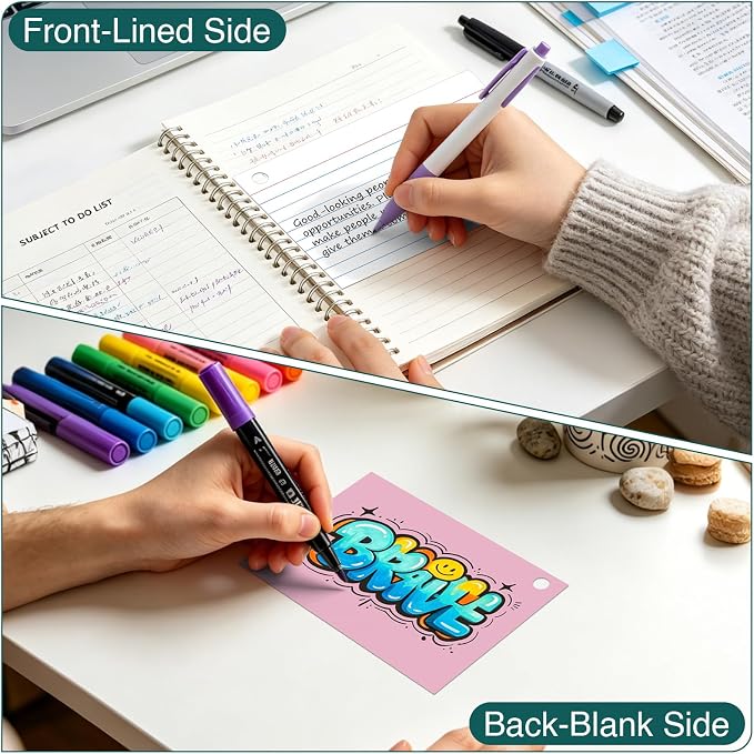 Index Cards 4x6 with Ring, 160 Sheets, Ruled Colored Flash Cards - Image 4
