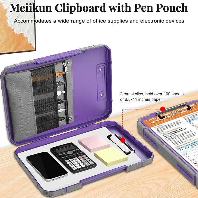 Meiikun Clipboard with Storage, Rugged Shockproof Protective, Internal Pen - Image 5