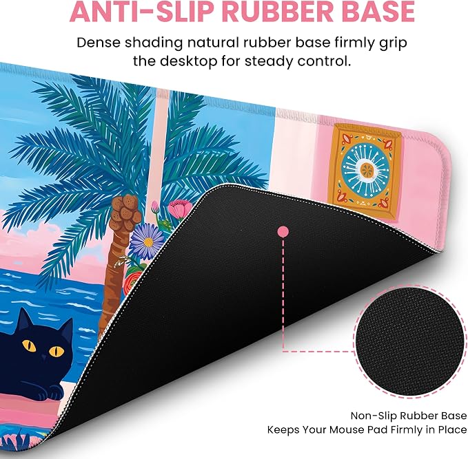 Aesthetic Desk Mat, Cute Quiet Cat Desk Pad Protector - Image 3