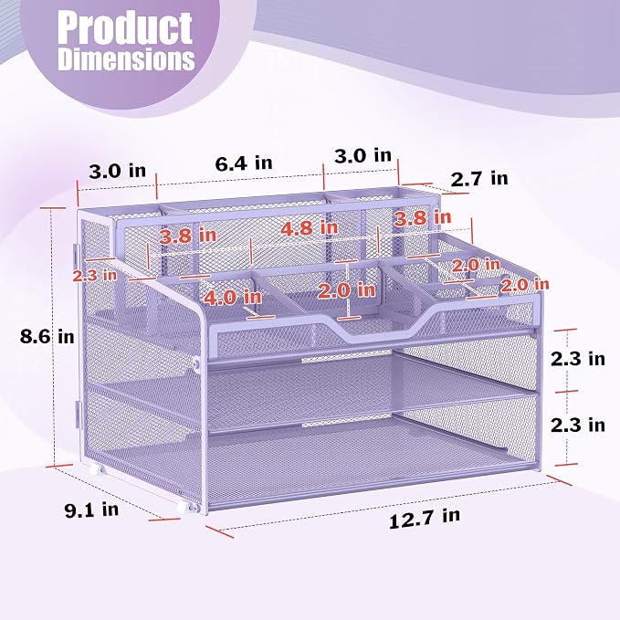 Docnest 3 Tier Mesh Desk Organizer - Image 3
