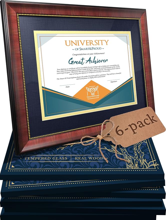 6-pack Wooden Diploma, Certificate, Degree Frame by SmartandProud