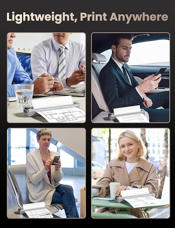Phomemo Q302 Upgraded Portable Printers Wireless for Business, Ultra-Small Bluetooth Printer for Mobile Printing, 2400mAh Battery can Reverse Charging, 300dpi Inkless Printer Support 8.5X11 US Letter-DeskLoop Office