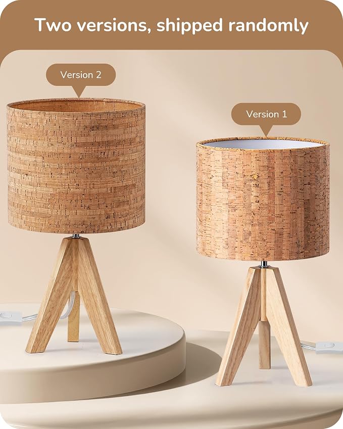 EDISHINE Small Table Lamp, Wooden Tripod Nightstand Lamp - Image 8