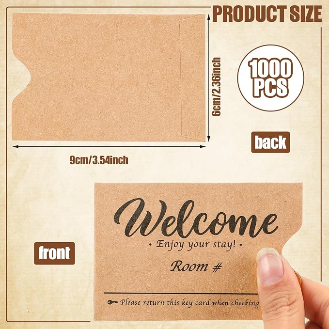 Sabary 1000 Pcs Kraft Paper Hotel Key Card Envelope Credit Card Protectors - Image 2