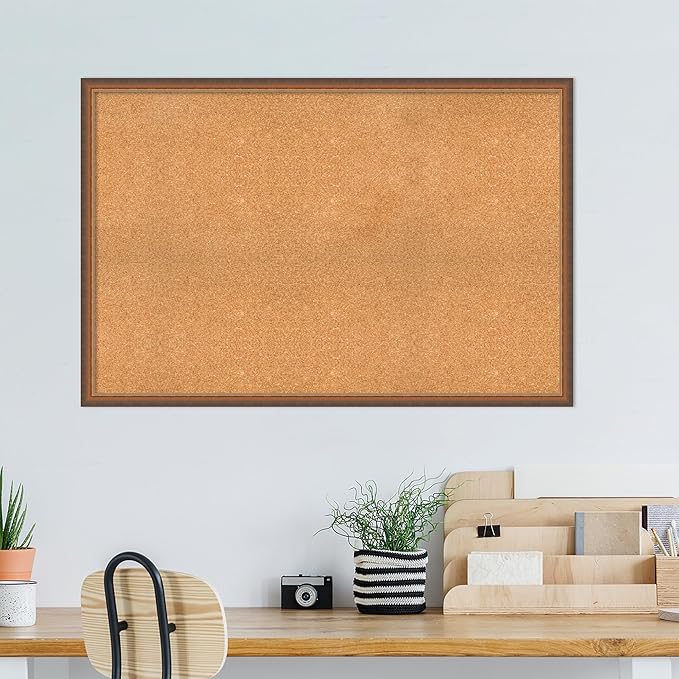 Amanti Art Natural Cork Board for Wall, 32x48 Vision Board with Bronze Frame, Oversize Corkboard Office Decor for Home Organization, Modern Corkboard Pinboard to Display Items for Home Organization-DeskLoop Office