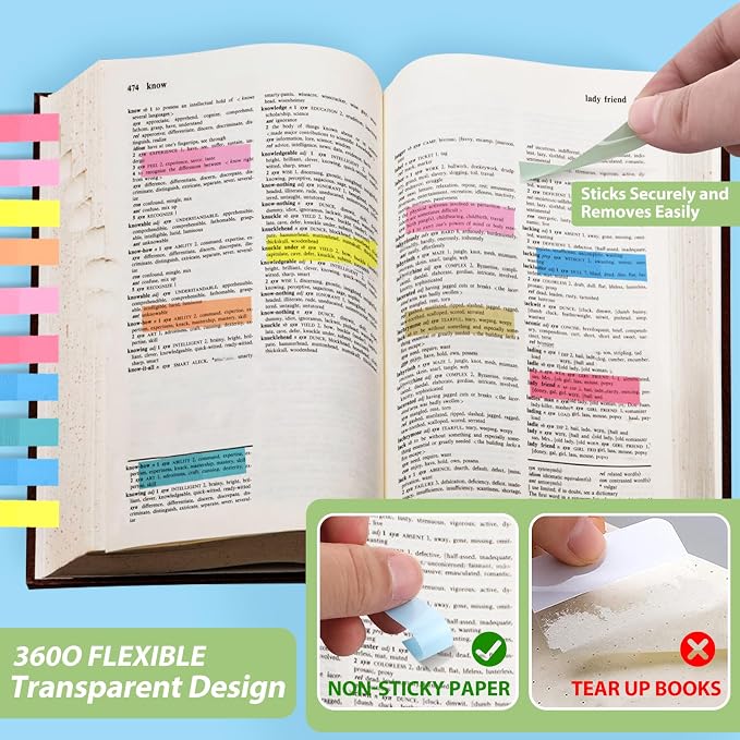 Lysas 2400pcs Book Tabs for Annotating, Writable Morandi Translucent Page - Image 5