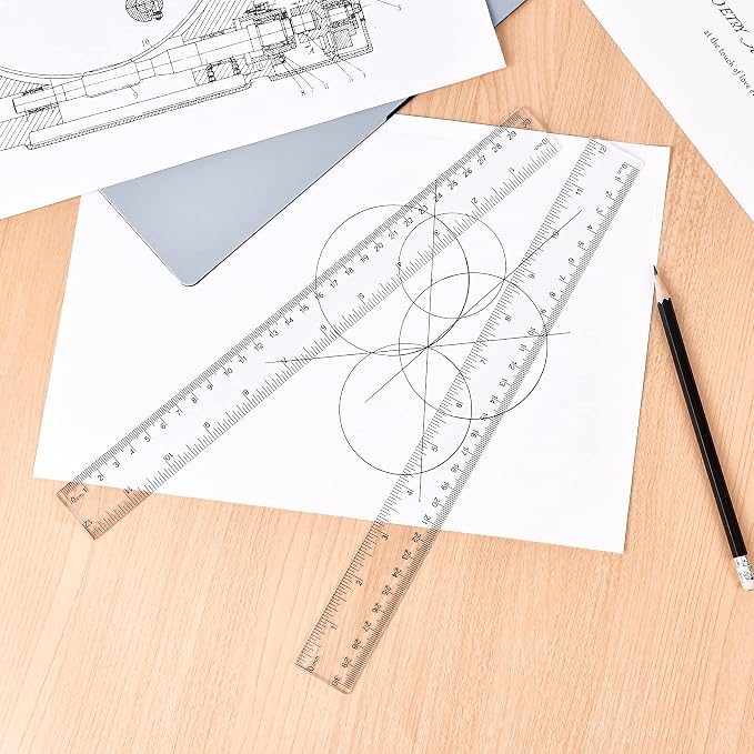 Unjoo Clear Plastic Ruler 6 Inch+12 Inch Straight Ruler, - Image 6