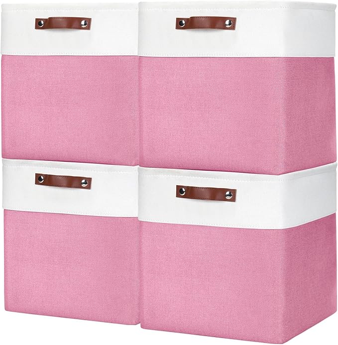 Bagnizer 13x13 Cube Storage Bins, Collapsible Fabric Storage Box, 4 Pack Closet by Bagnizer
