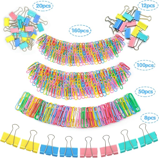 350PCS Binder Clips, Paper Clips, Large Binder Clips Assorted Sizes Set - Image 2