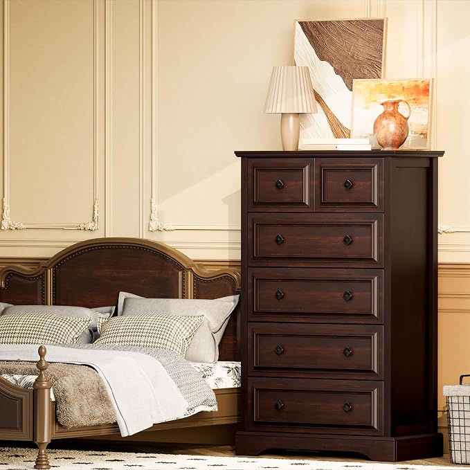 VVFLU Farmhouse 6 Drawer Dresser, Storage Dressers Organizer - Image 3