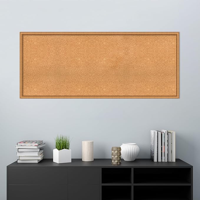 Amanti Art Natural Cork Board for Wall, 26x62 Vision Board with Bronze Frame, Oversize Corkboard Office Decor for Home Organization, Casual Corkboard Pinboard to Display Items for Home Organization-DeskLoop Office