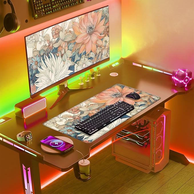 Japanese Floral Desk Mat Boho Aesthetic Flower Desk Matt - Image 3