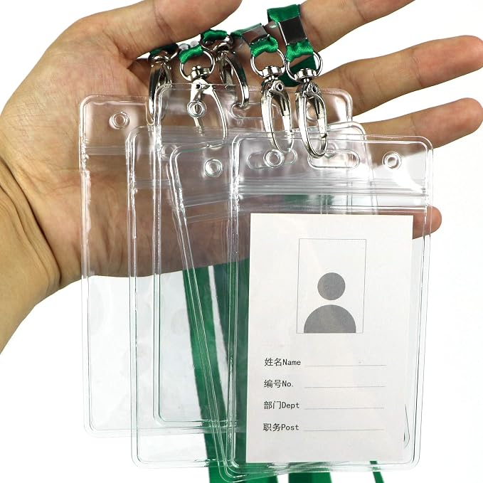 Lanyard with ID Holder 50 Pcs Waterproof Name Tag Badge ID Card Holders ID Pass - Image 5
